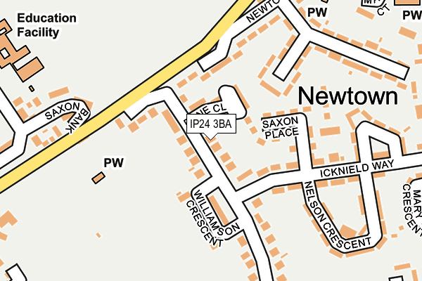 IP24 3BA map - OS OpenMap – Local (Ordnance Survey)