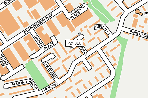 IP24 3EU map - OS OpenMap – Local (Ordnance Survey)