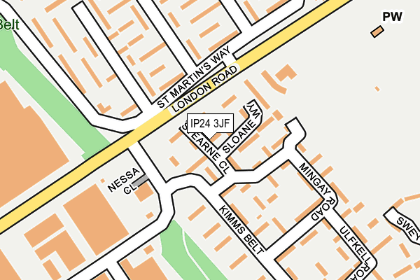 IP24 3JF map - OS OpenMap – Local (Ordnance Survey)