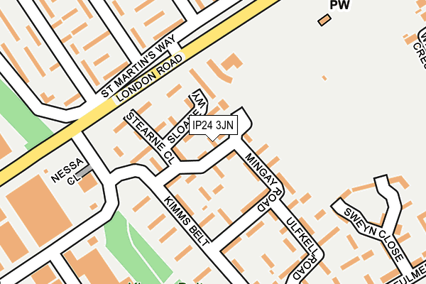 IP24 3JN map - OS OpenMap – Local (Ordnance Survey)