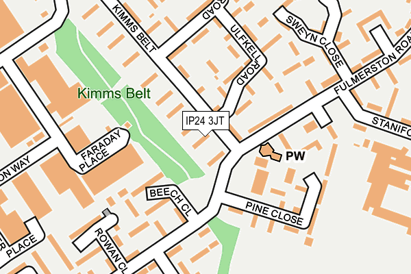 IP24 3JT map - OS OpenMap – Local (Ordnance Survey)