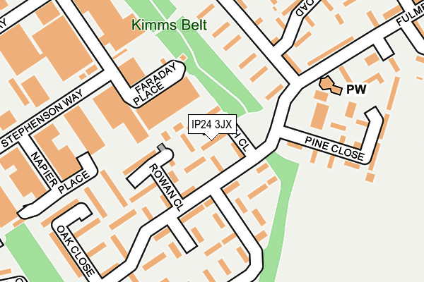 IP24 3JX map - OS OpenMap – Local (Ordnance Survey)