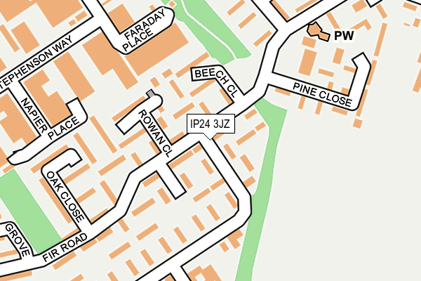 IP24 3JZ map - OS OpenMap – Local (Ordnance Survey)