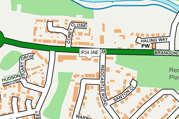 IP24 3NE map - OS OpenMap – Local (Ordnance Survey)