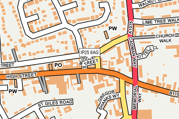 IP25 6AG map - OS OpenMap – Local (Ordnance Survey)