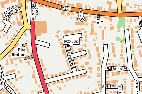 IP25 6BZ map - OS OpenMap – Local (Ordnance Survey)