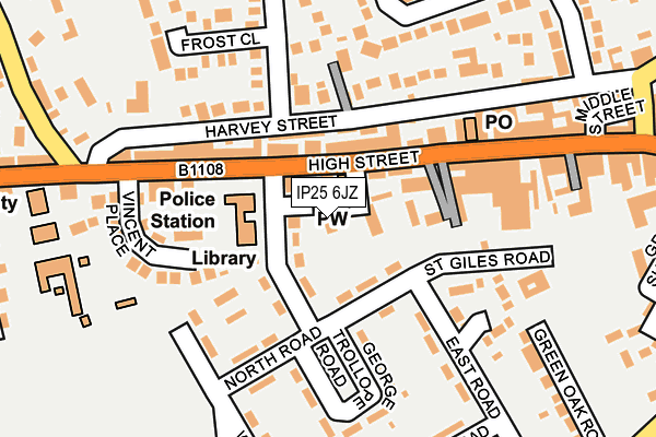 IP25 6JZ map - OS OpenMap – Local (Ordnance Survey)