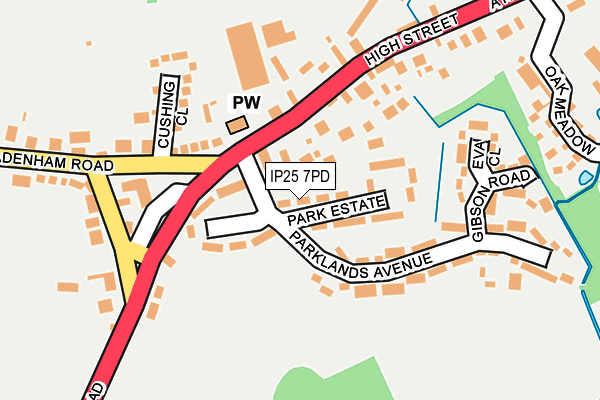 IP25 7PD map - OS OpenMap – Local (Ordnance Survey)