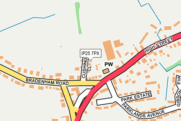 IP25 7PX map - OS OpenMap – Local (Ordnance Survey)