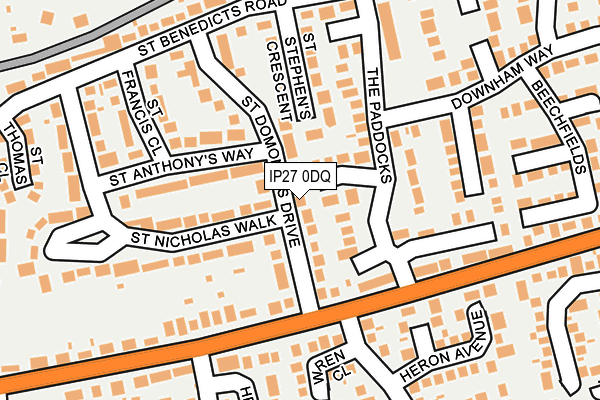 IP27 0DQ map - OS OpenMap – Local (Ordnance Survey)