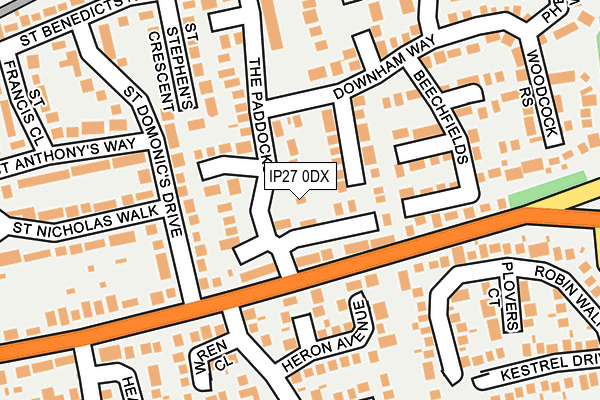 IP27 0DX map - OS OpenMap – Local (Ordnance Survey)