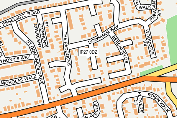 IP27 0DZ map - OS OpenMap – Local (Ordnance Survey)