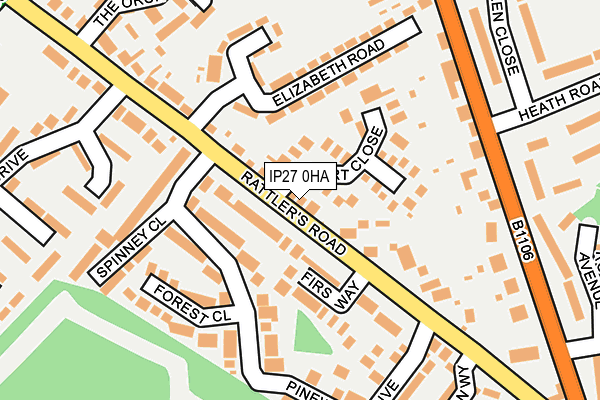 IP27 0HA map - OS OpenMap – Local (Ordnance Survey)