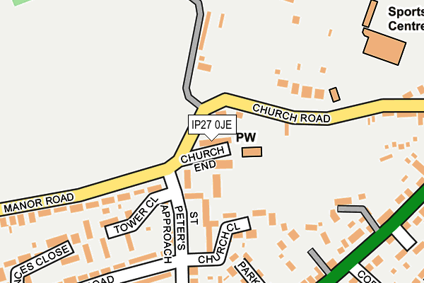 IP27 0JE map - OS OpenMap – Local (Ordnance Survey)