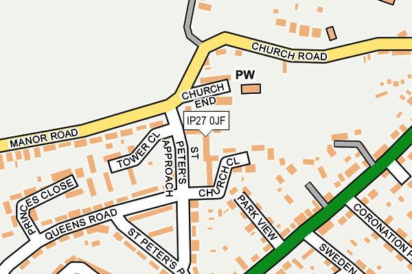 IP27 0JF map - OS OpenMap – Local (Ordnance Survey)