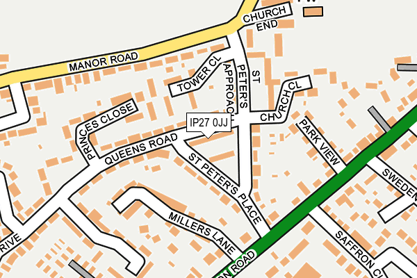 IP27 0JJ map - OS OpenMap – Local (Ordnance Survey)