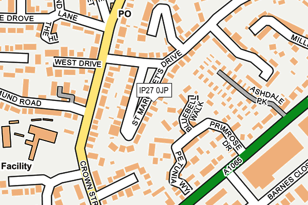 IP27 0JP map - OS OpenMap – Local (Ordnance Survey)