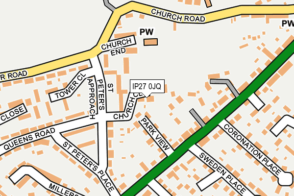 IP27 0JQ map - OS OpenMap – Local (Ordnance Survey)