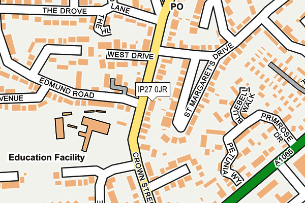 IP27 0JR map - OS OpenMap – Local (Ordnance Survey)