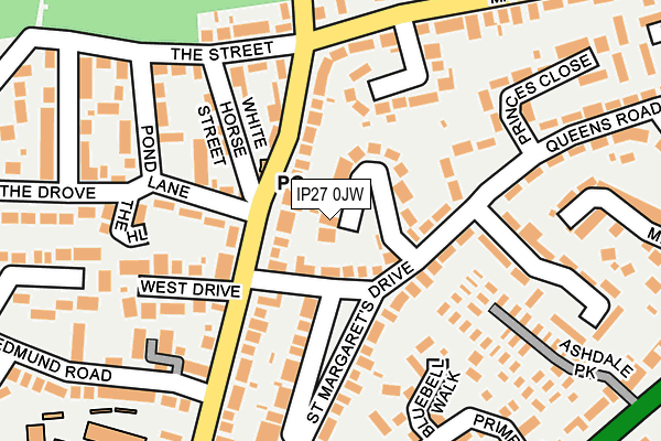 IP27 0JW map - OS OpenMap – Local (Ordnance Survey)