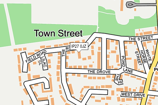 IP27 0JZ map - OS OpenMap – Local (Ordnance Survey)