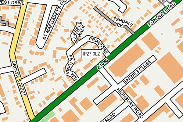 IP27 0LZ map - OS OpenMap – Local (Ordnance Survey)