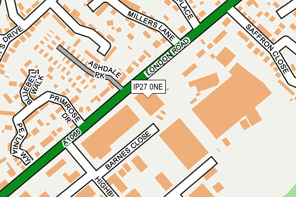 IP27 0NE map - OS OpenMap – Local (Ordnance Survey)