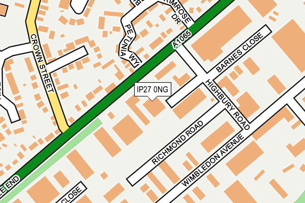 IP27 0NG map - OS OpenMap – Local (Ordnance Survey)