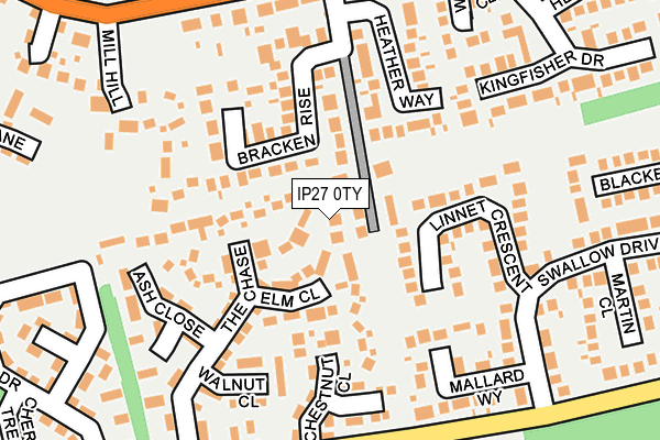 IP27 0TY map - OS OpenMap – Local (Ordnance Survey)