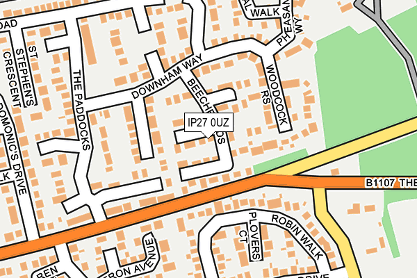 IP27 0UZ map - OS OpenMap – Local (Ordnance Survey)