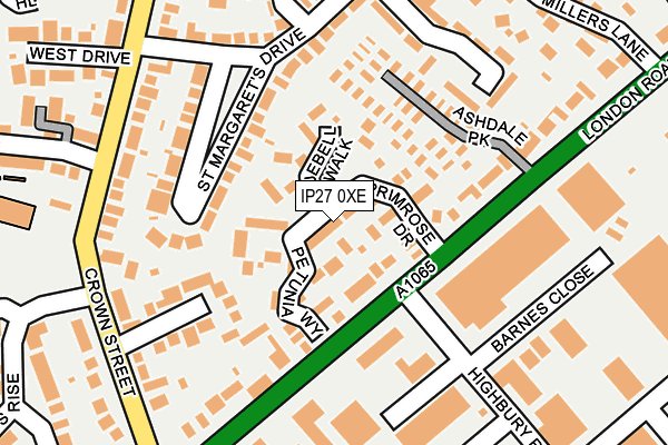 IP27 0XE map - OS OpenMap – Local (Ordnance Survey)