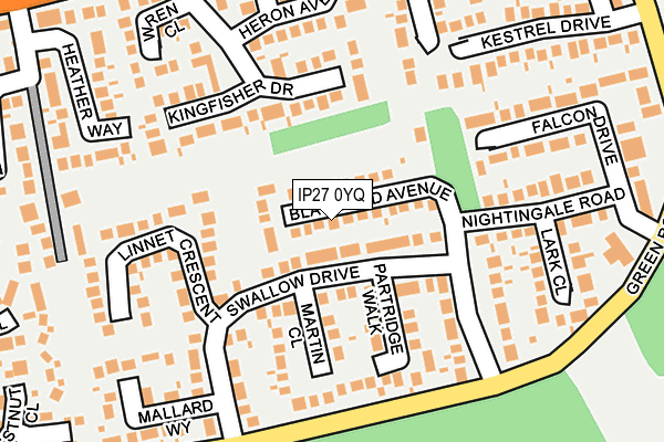 IP27 0YQ map - OS OpenMap – Local (Ordnance Survey)