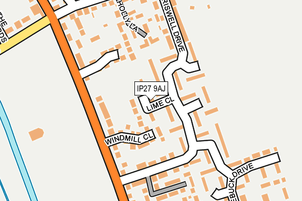 IP27 9AJ map - OS OpenMap – Local (Ordnance Survey)