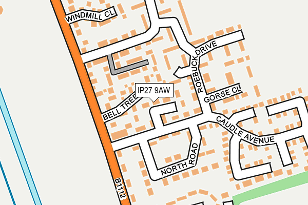 IP27 9AW map - OS OpenMap – Local (Ordnance Survey)