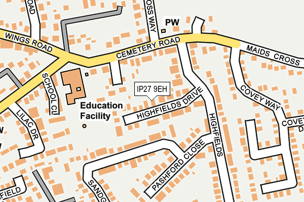 IP27 9EH map - OS OpenMap – Local (Ordnance Survey)