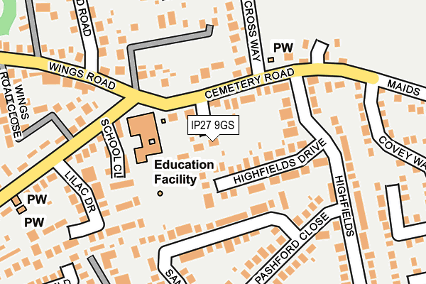 IP27 9GS map - OS OpenMap – Local (Ordnance Survey)