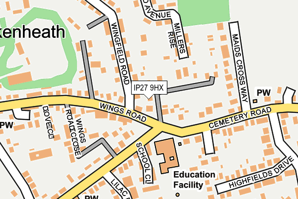 IP27 9HX map - OS OpenMap – Local (Ordnance Survey)