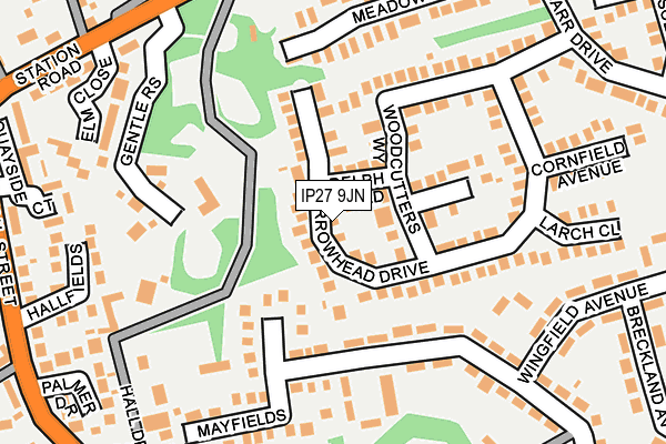 IP27 9JN map - OS OpenMap – Local (Ordnance Survey)