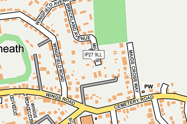 IP27 9LL map - OS OpenMap – Local (Ordnance Survey)