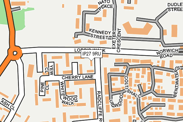 IP27 9RU map - OS OpenMap – Local (Ordnance Survey)