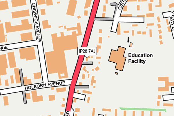 IP28 7AJ map - OS OpenMap – Local (Ordnance Survey)