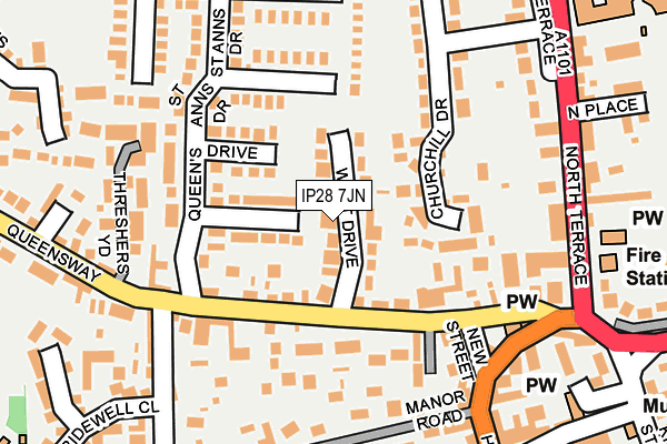 IP28 7JN map - OS OpenMap – Local (Ordnance Survey)