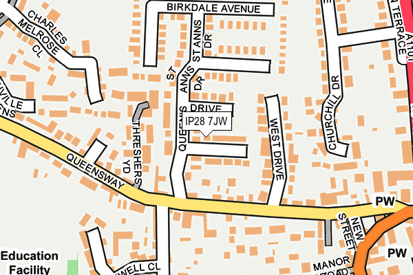 IP28 7JW map - OS OpenMap – Local (Ordnance Survey)