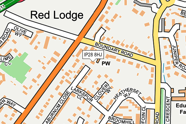 IP28 8HJ map - OS OpenMap – Local (Ordnance Survey)