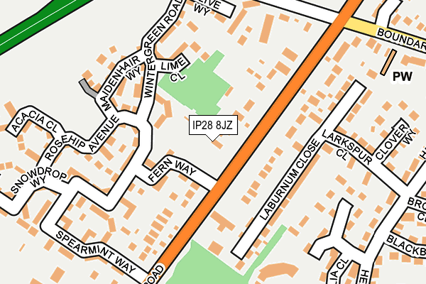 IP28 8JZ map - OS OpenMap – Local (Ordnance Survey)