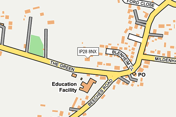 IP28 8NX map - OS OpenMap – Local (Ordnance Survey)