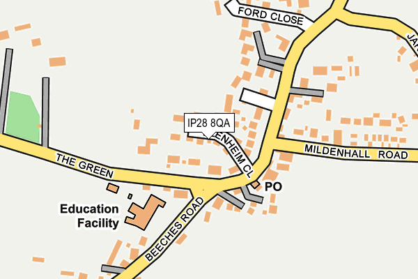 IP28 8QA map - OS OpenMap – Local (Ordnance Survey)