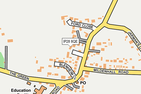 IP28 8QE map - OS OpenMap – Local (Ordnance Survey)