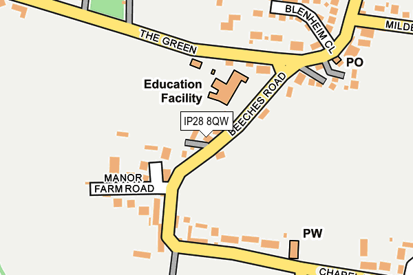 IP28 8QW map - OS OpenMap – Local (Ordnance Survey)