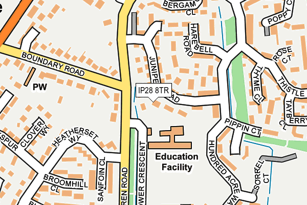 IP28 8TR map - OS OpenMap – Local (Ordnance Survey)